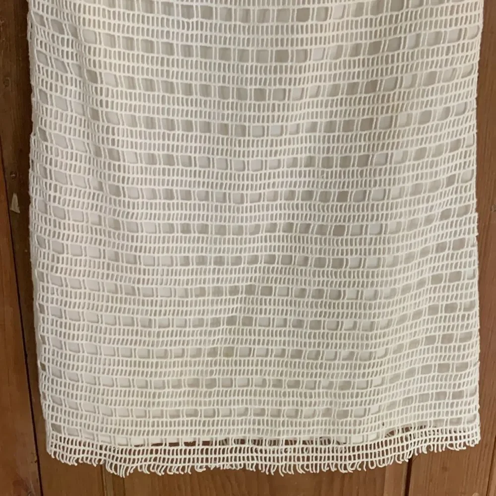 Tory Burch white crocheted short sleeve shift dress